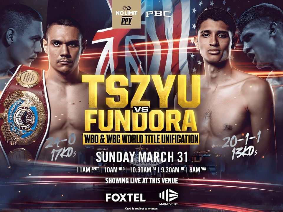 Featured image for “Get pumped! Tszyu vs Fundora at Club Evans.”