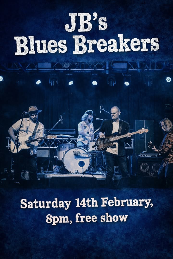 Featured image for “GRITTY LIVE BLUES THIS SATURDAY JB’s Blues Breakers are bringing raw, no-nonsense blues to the stage — deep grooves, dirty riffs and live blues the way it’s meant to be played. 🗓 Saturday 14th February ⏰ 8pm 🎟 FREE SHOW If you love gritty live blues, cold drinks and a packed dance floor, this one’s for you. Get in early and feel the blues up close.”