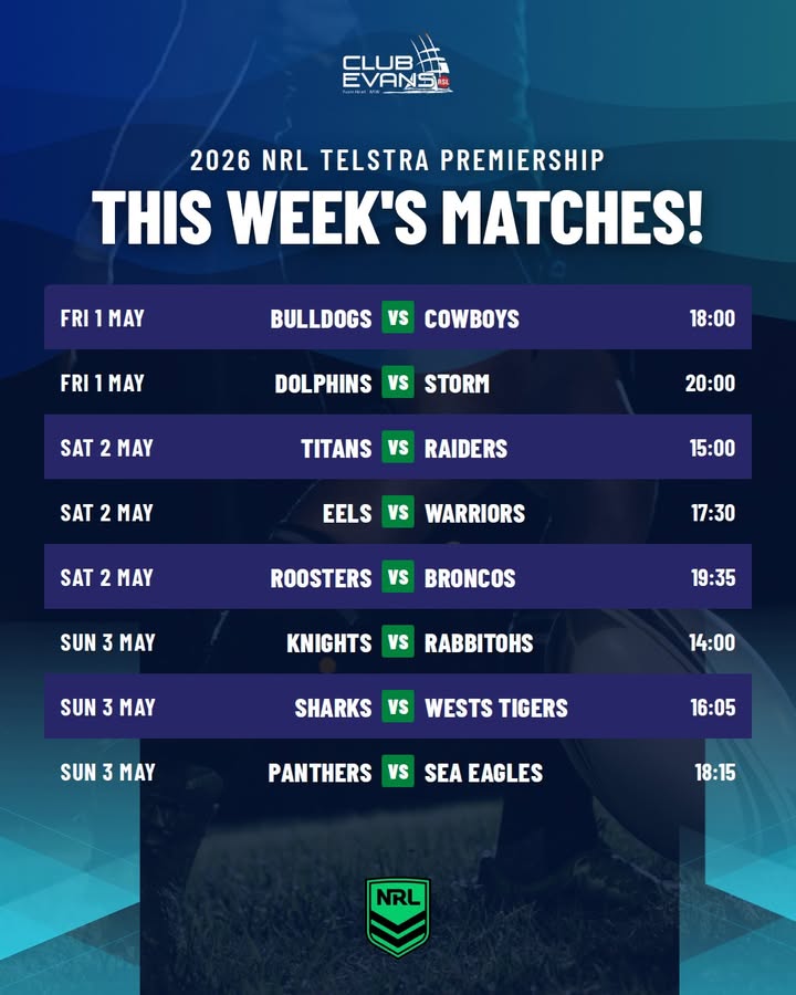 Featured image for “NRL Action This Week at Club Evans”