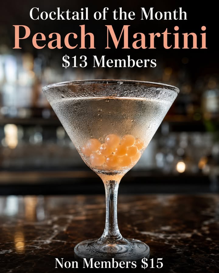 Featured image for “Peach Martini: Cocktail of the Month at Club Evans”