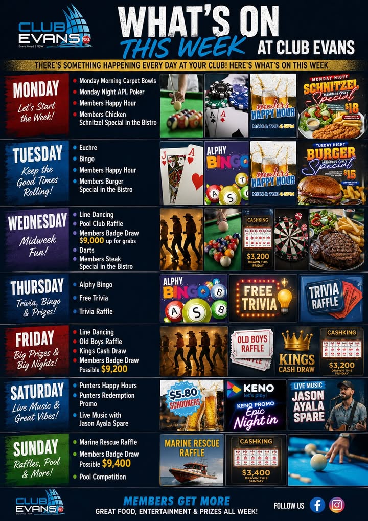 Featured image for “What’s On This Week at Club Evans”