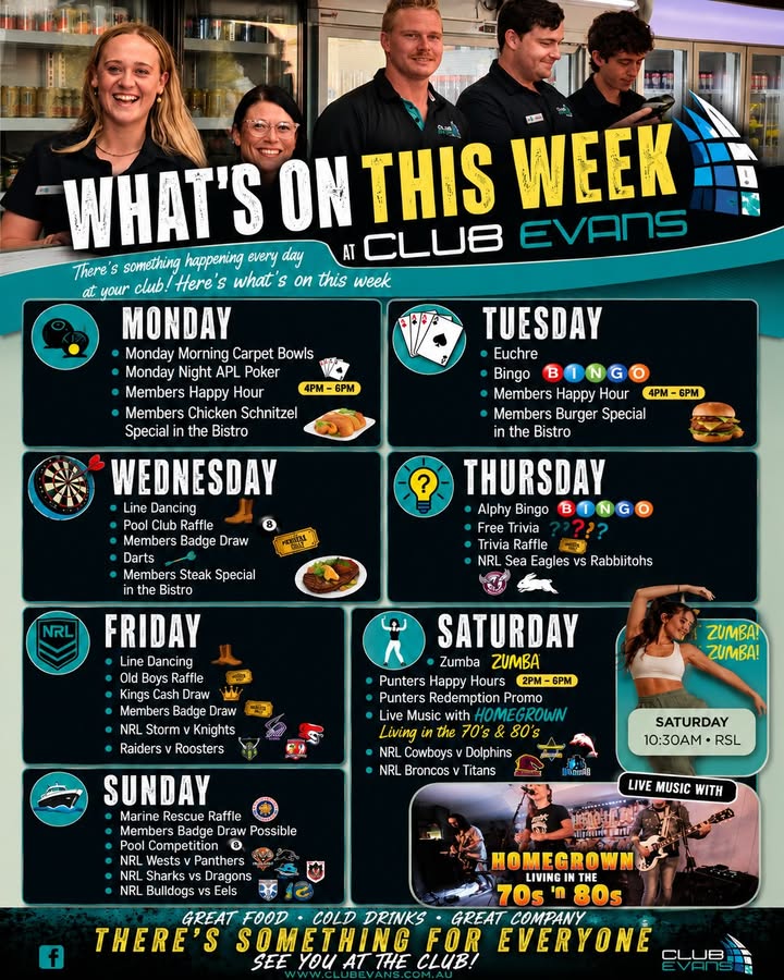 Featured image for “What’s On This Week at Club Evans”