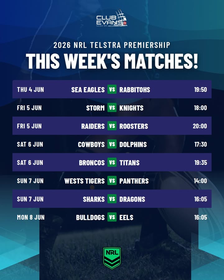 Featured image for “NRL Action This Week at Club Evans”