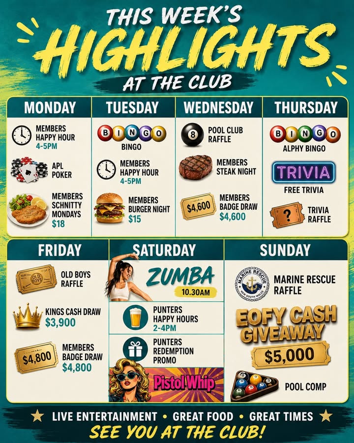 Featured image for “This Week at Club Evans: Events Every Day”