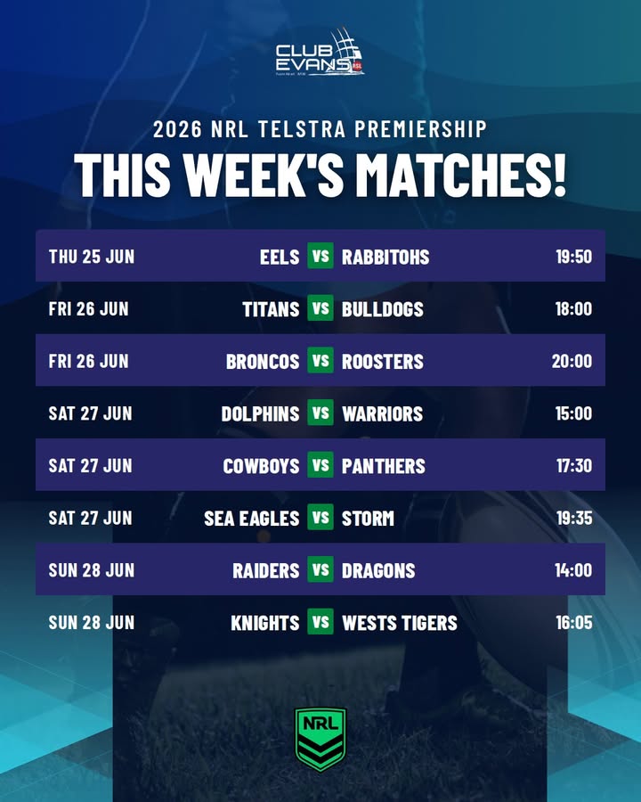 Featured image for “NRL Live Action This Week at Club Evans”