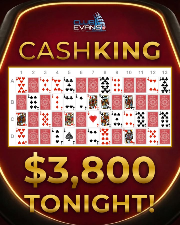 Featured image for “Cash King $3,800 Tonight at Club Evans”