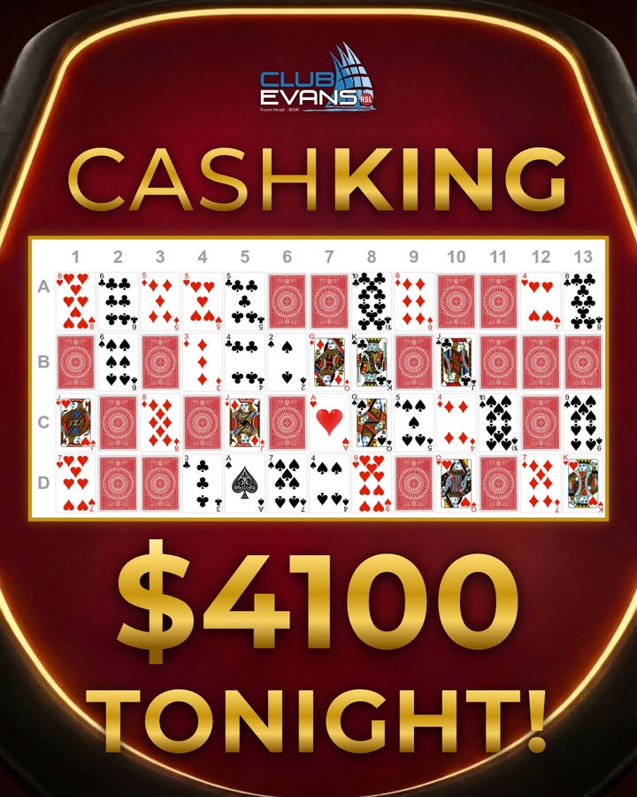 Featured image for “$4,100 CashKing Jackpot Tonight at Club Evans RSL”