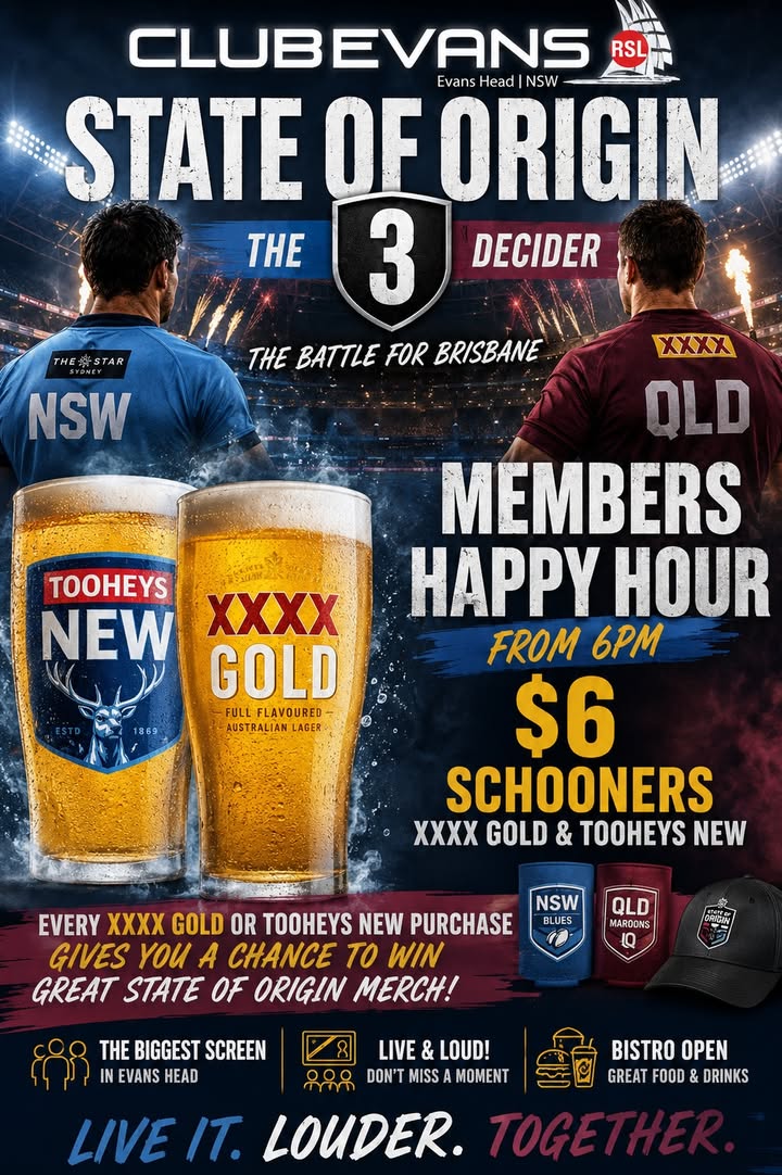 Featured image for “State of Origin Decider Live at Club Evans RSL”