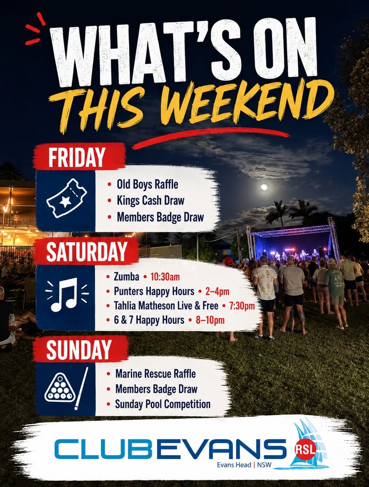 Featured image for “What’s On This Weekend at Club Evans RSL”