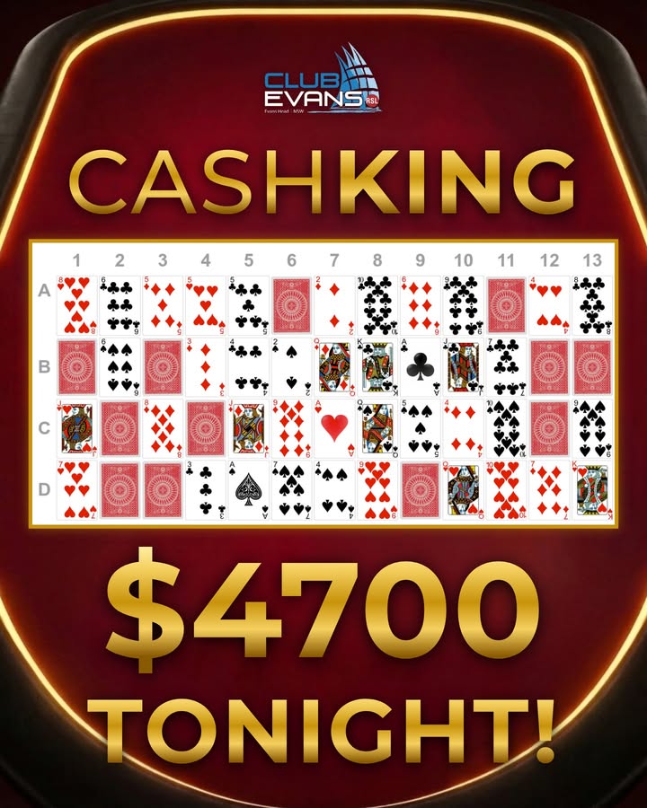 Featured image for “Cash King Jackpot Tonight – $4,700 Up for Grabs at Club Evans RSL”