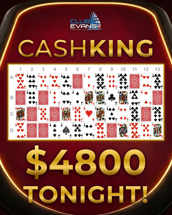 Featured image for “CashKing Jackpot at $4,800 Tonight at Club Evans RSL”