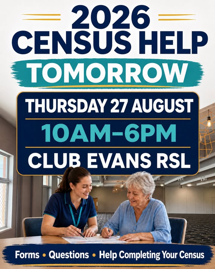 Featured image for “2026 Census Help Available at Club Evans RSL”