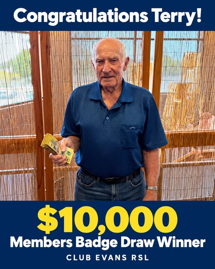 Featured image for “Terry Wins the $10,000 Members Badge Draw at Club Evans RSL”