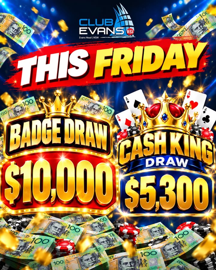 Featured image for “Win Over $15,300 at Club Evans RSL This Friday Night”